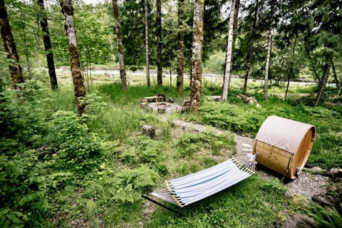 The hammock and sauna make this rental a mountain paradise.