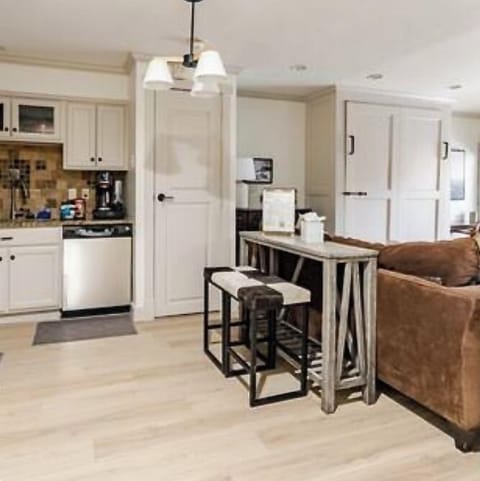 Light and airy studio space with fully stocked kitchen.