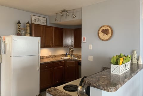 Fully stocked kitchen, 2 full size refrigerators, blender, crockpot, spices, etc