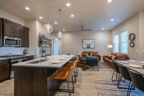 Spacious open concept kitchen dining and family room