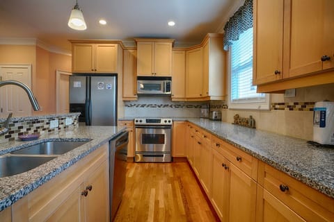 Stainless appliances and plenty of counter space for meal prep