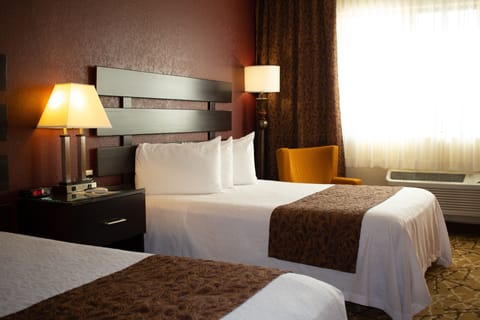 Room, 2 Queen Beds | Desk, laptop workspace, blackout drapes, iron/ironing board