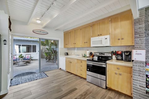 A sleek kitchen with a spacious island