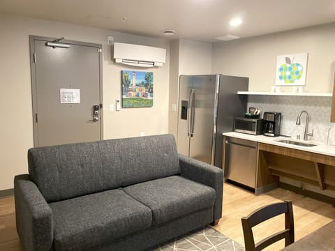 Entrance to Apt. 208, Kitchen, Queen size sofa bed