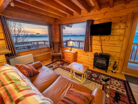 Inside the Dovetail, overlooking the Kachemak Bay in Homer.