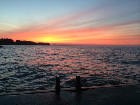 Rye Beach Pier w Cedar Point skyline and fireworks ahead