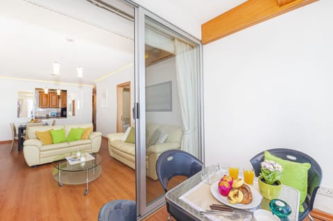 Seafront balcony and living room