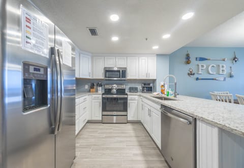 Fully stocked kitchen.