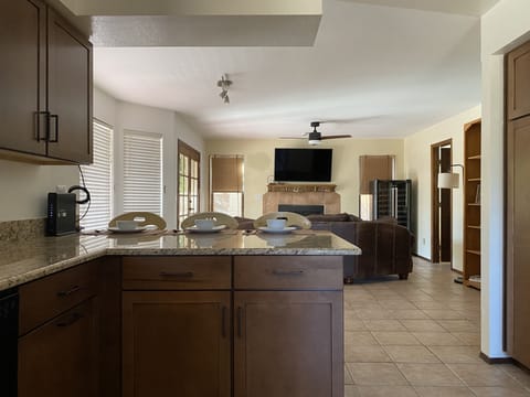View of Kitchen looking into Family Room.