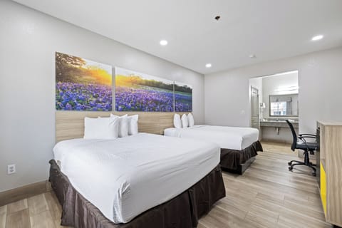 Room, 2 Queen Beds, Accessible, Non Smoking (Mobility, Roll-in Shower) | Iron/ironing board, free WiFi, bed sheets