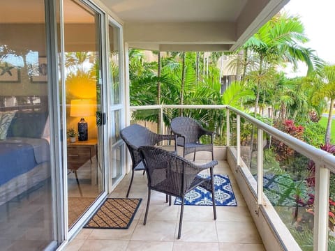 Enjoy sunrises and beautifully landscaped grounds from the lanai