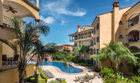 Poolside view from the living room balcony