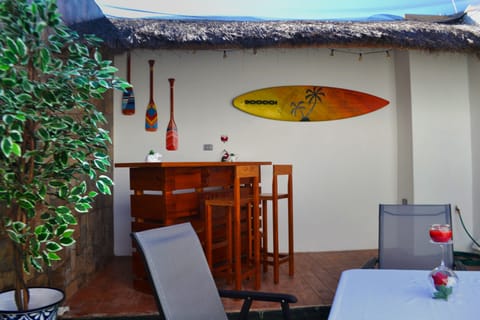 Private patio with bar area