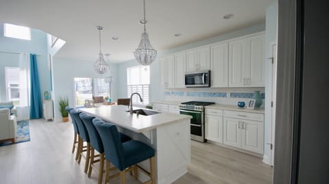 Large kitchen with seating