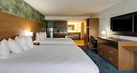 Room, 2 Queen Beds, Kitchenette | Desk, iron/ironing board, free WiFi, bed sheets