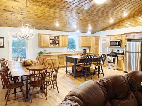 Open floor plan dining area with seating for 10