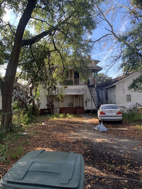 backyard with parking