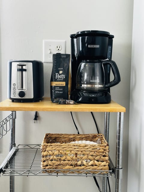 Start your morning right with fresh coffee and toast—everything you need for an easy breakfast before exploring.