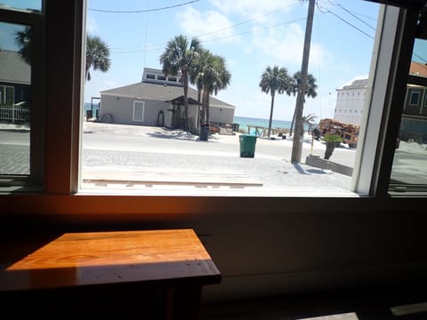 Looking out living room window