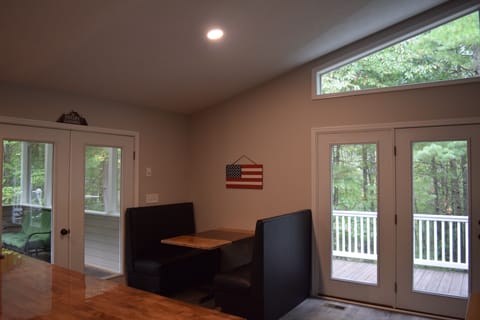 Retro restaurant booth in dining area of Great room