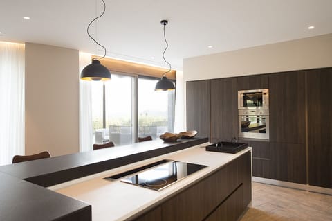 Villa | Private kitchen | Fridge, microwave, oven, stovetop