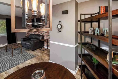 Open dining and living area