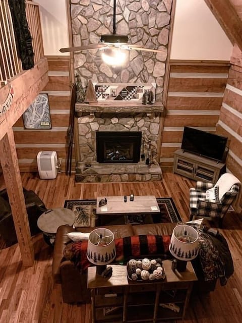 View of living room from loft.
