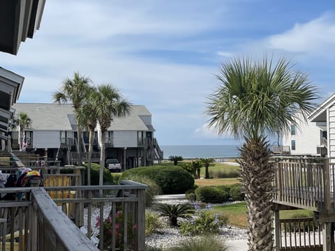 Amazing view from back deck. Steps from beach and pool yet plenty of privacy. 