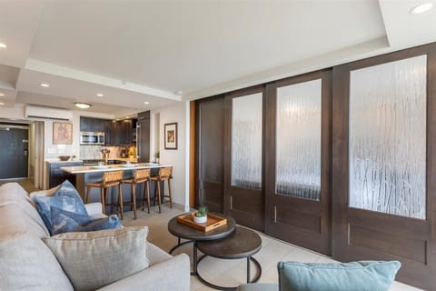 Privacy doors shut when in the living area