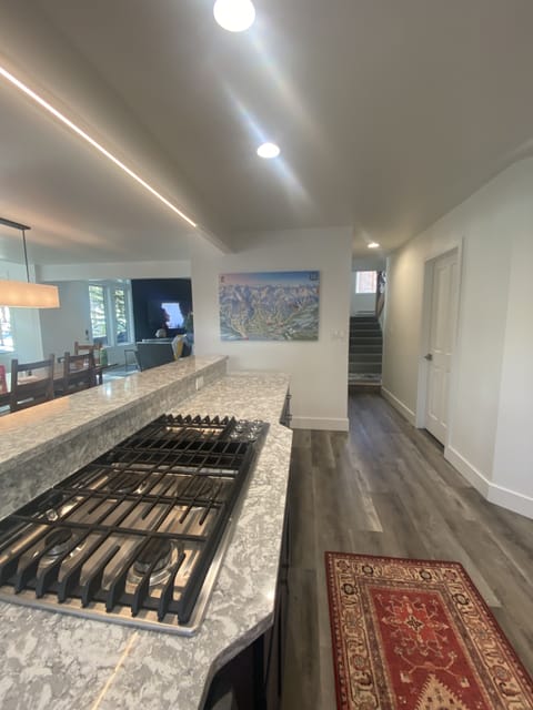 Gas 6 burner cooking with down draft vent