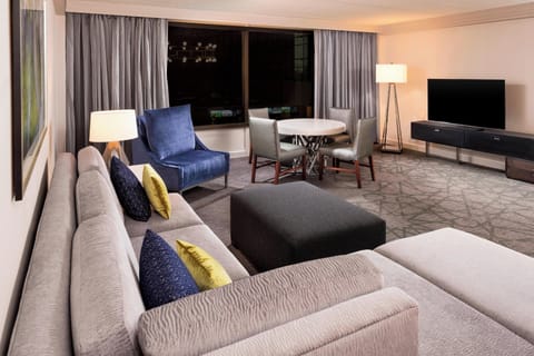 Club Suite, 1 King Bed with Sofa bed | Living area | 48-inch LCD TV with cable channels, TV