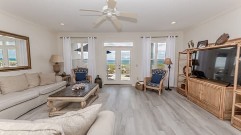 2nd floor, Living Room faces the Gulf of Mexico, 2 large couches, 65" smart TV