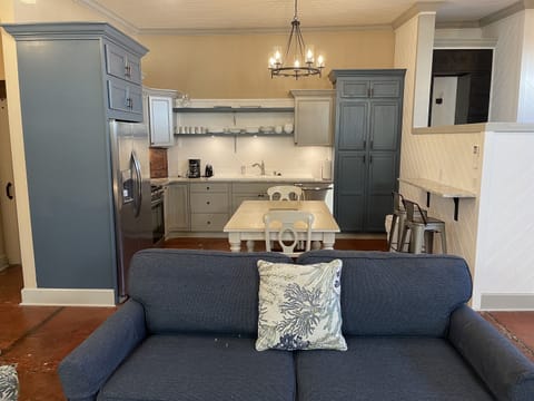 Kitchen view from couch.