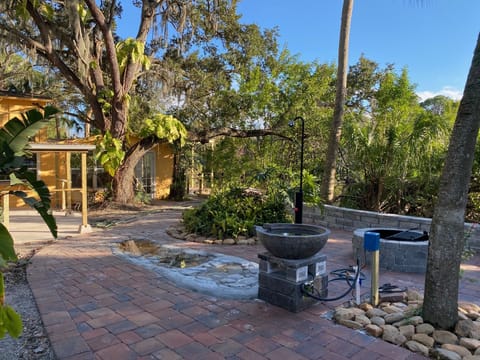 Firepit and outdoor shower
