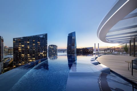 Outdoor pool, sun loungers