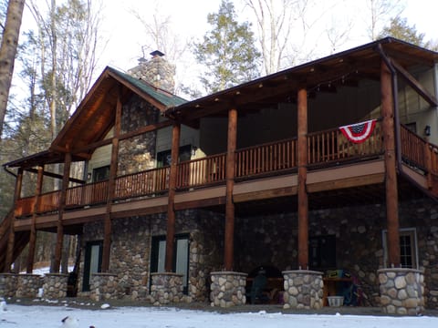 The back of the house.  Top deck is the whole length of the home and all yours!
