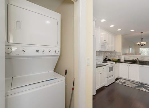 Stackable washer and dryer is provided for your convenience.