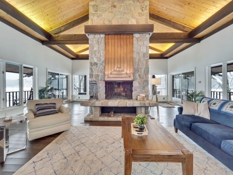 Upper living room with fireplace