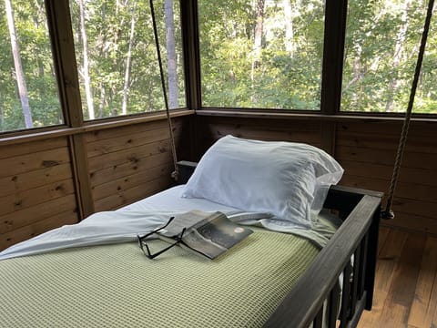 Enjoy a book on a swinging bed!