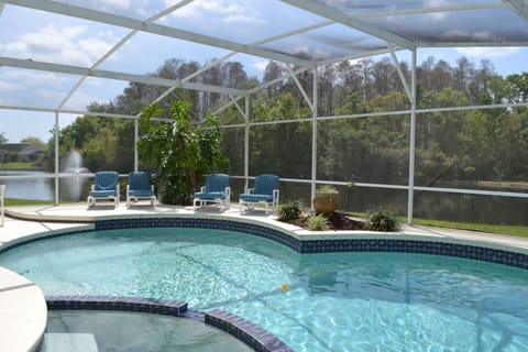 South facing pool, 30x15 foot at widest point. Pool depth 3-6 foot.  