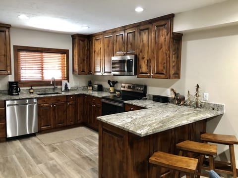Kitchen view with new appliances