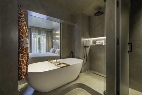 Rainfall showerhead, hair dryer, bathrobes, slippers