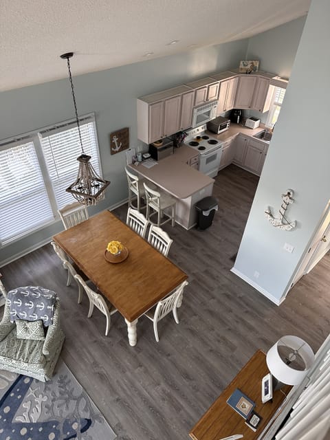 View of dining area from second floor.