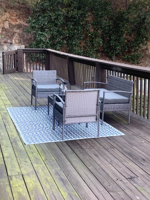 One of the seating areas on wrap around deck