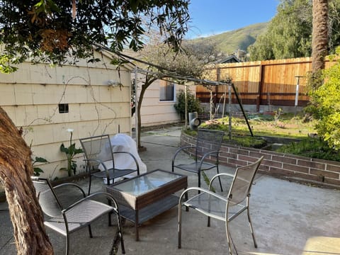 Backyard lounge area