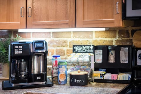 Our loft is offers a coffee & tea bar with everything needed during your stay. We have drip coffee and K-cup capabilities.