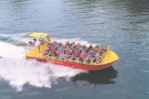 Branson Jet Boats take you on a 1hr 12mi round trip down & up Lake Taney Como