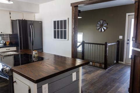 kitchen looking into stairs