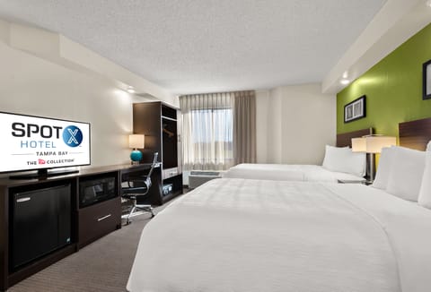 Business Room, 2 Queen Beds, Non Smoking | In-room safe, desk, laptop workspace, blackout drapes