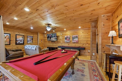 a pool table with all the necessary equipment
